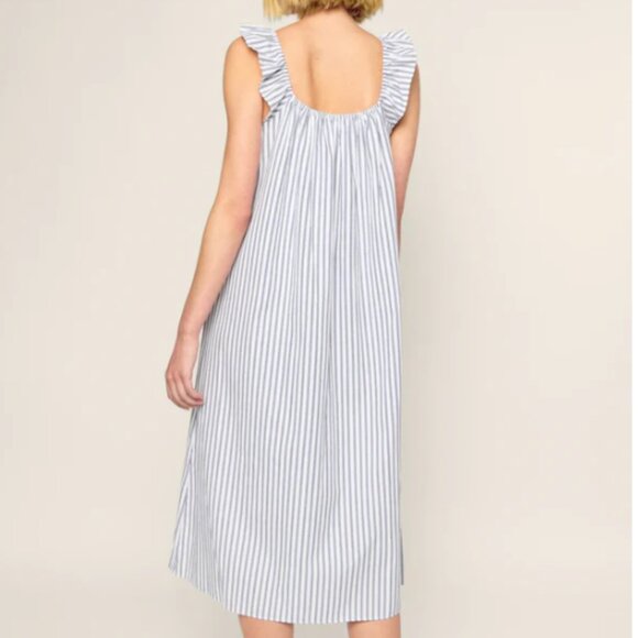 Petite Plume Women's Twill Clementine Nightgown in Navy French Ticking XL - Picture 3 of 4